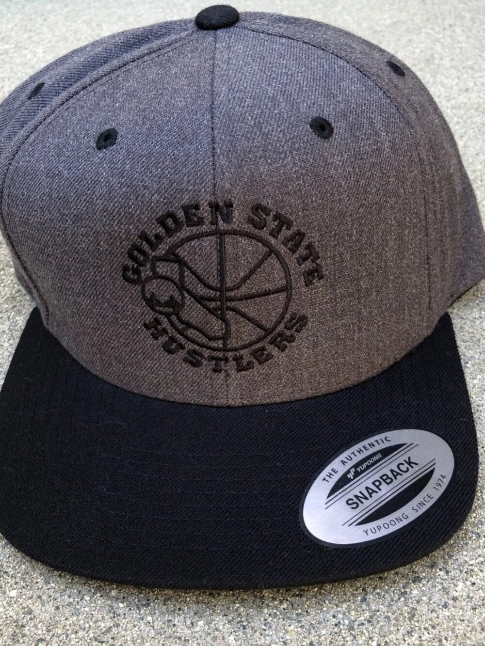 YUPOONG Golden State Hustlers Snapback Hat Men's Grey Adjustable Wool Blend Cap